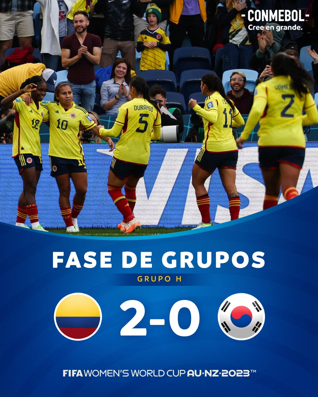 哥伦比亚女足两球胜韩国女足，队史首次活着界杯揭幕战中取胜